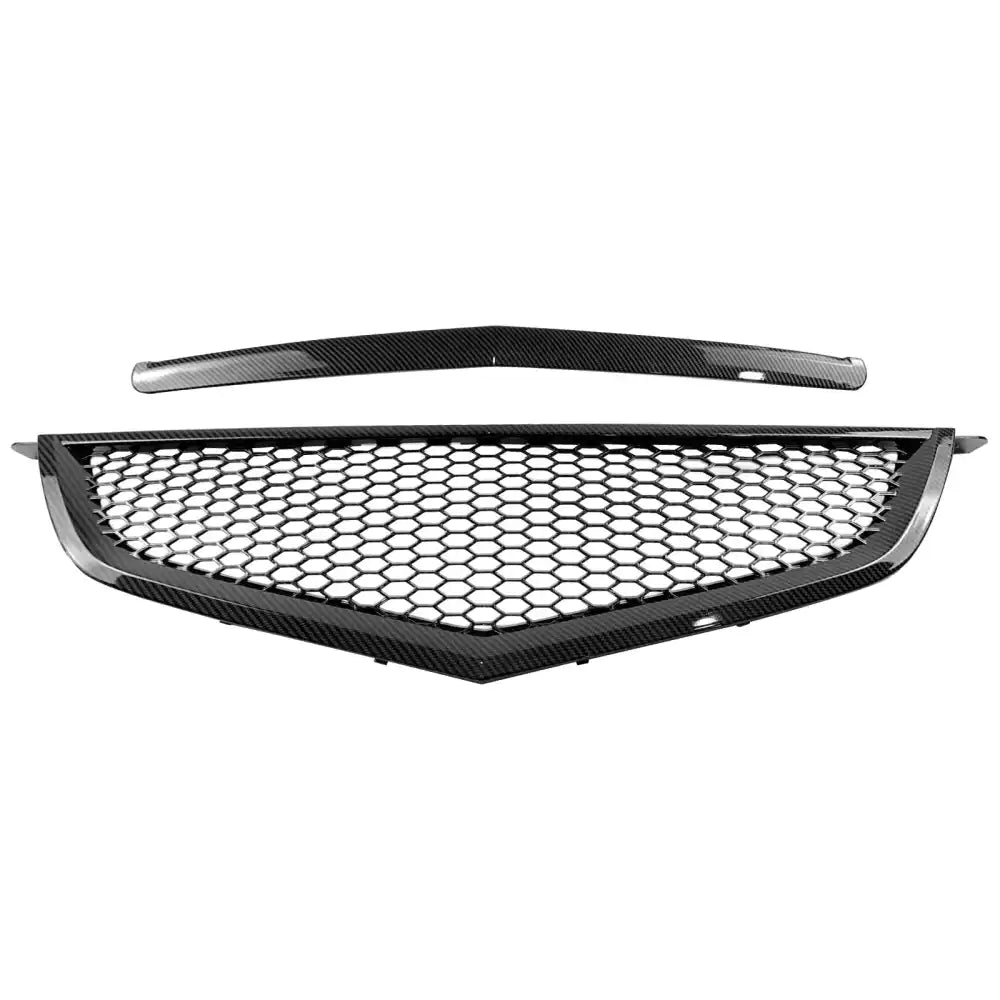 2004-2006 Acura TL Honeycomb Style Front Bumper Upper Grille w/ Frame Carbon Fiber Print ABS Carbon Fiber Print