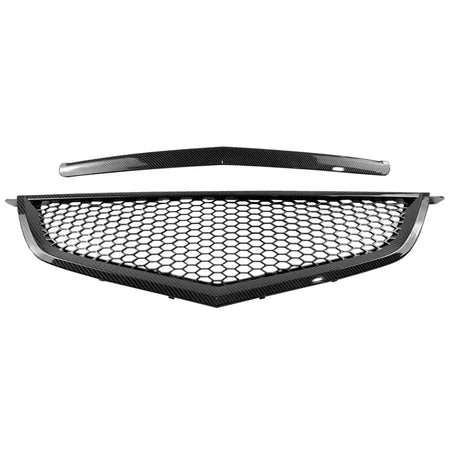 2004-2006 Acura TL Honeycomb Style Front Bumper Upper Grille w/ Frame Carbon Fiber Print ABS Carbon Fiber Print
