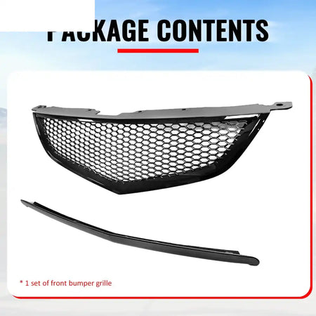 2004-2006 Acura TL Honeycomb Style Front Bumper Upper Grille w/ Frame Gloss Black ABS Gloss Black