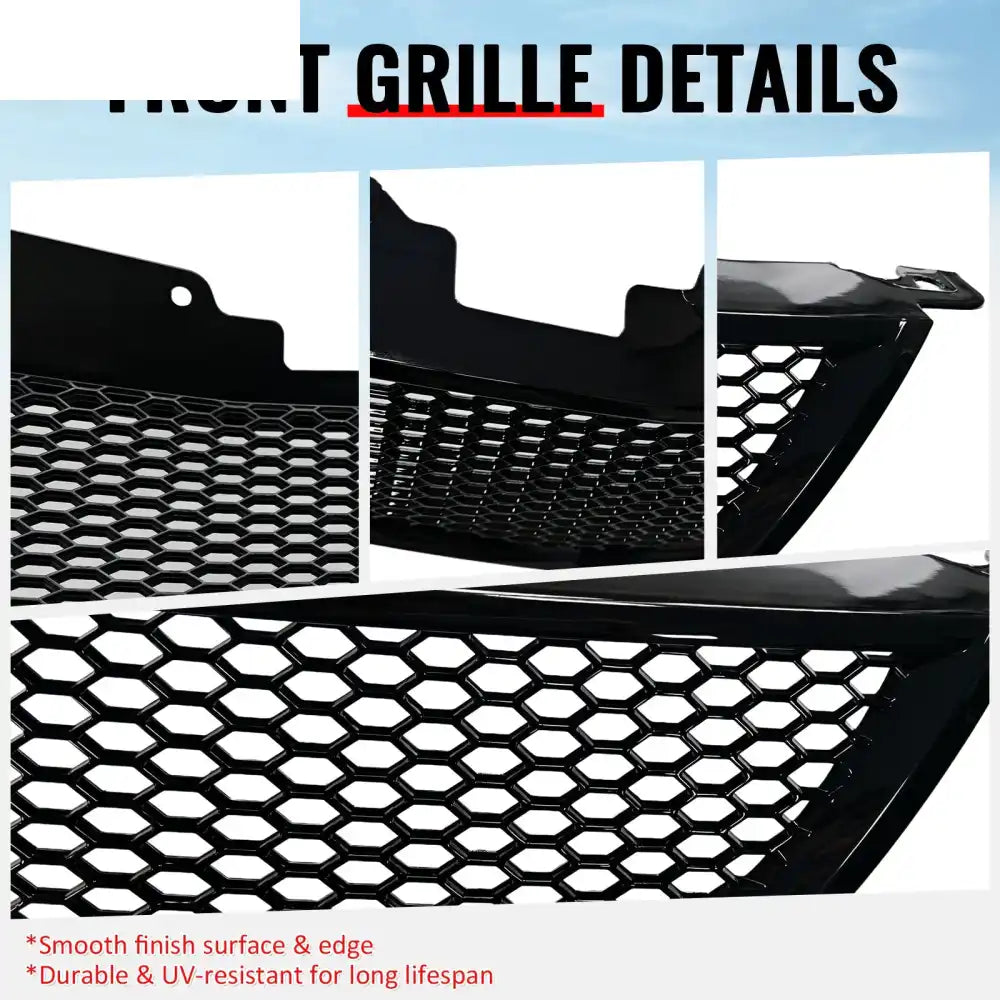 2004-2006 Acura TL Honeycomb Style Front Bumper Upper Grille w/ Frame Gloss Black ABS Gloss Black