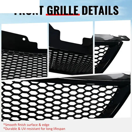 2004-2006 Acura TL Honeycomb Style Front Bumper Upper Grille w/ Frame Gloss Black ABS Gloss Black