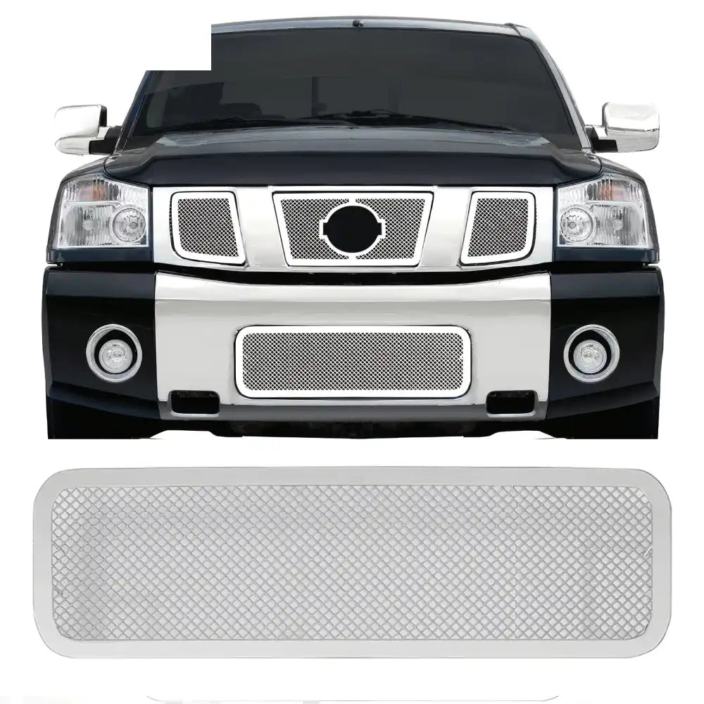 2004-2007 Nissan Titan Armada Mesh Chrome Front Grille Stainless Steel