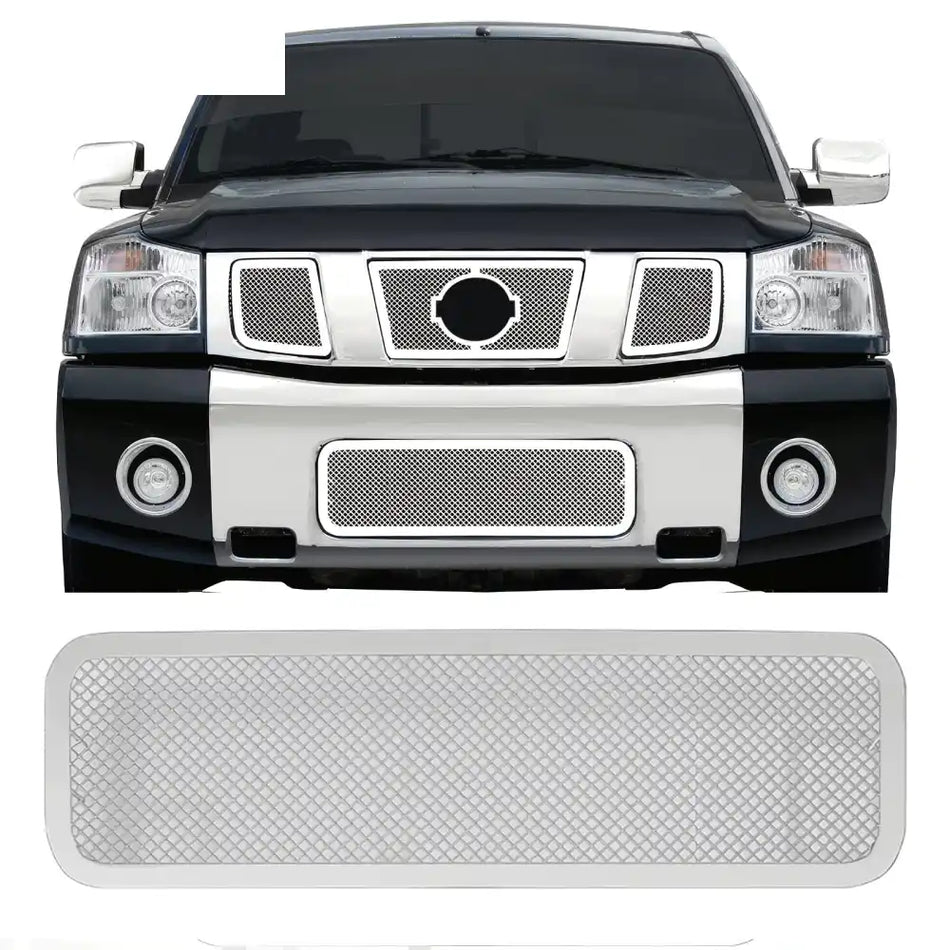 2004-2007 Nissan Titan Armada Mesh Chrome Front Grille Stainless Steel