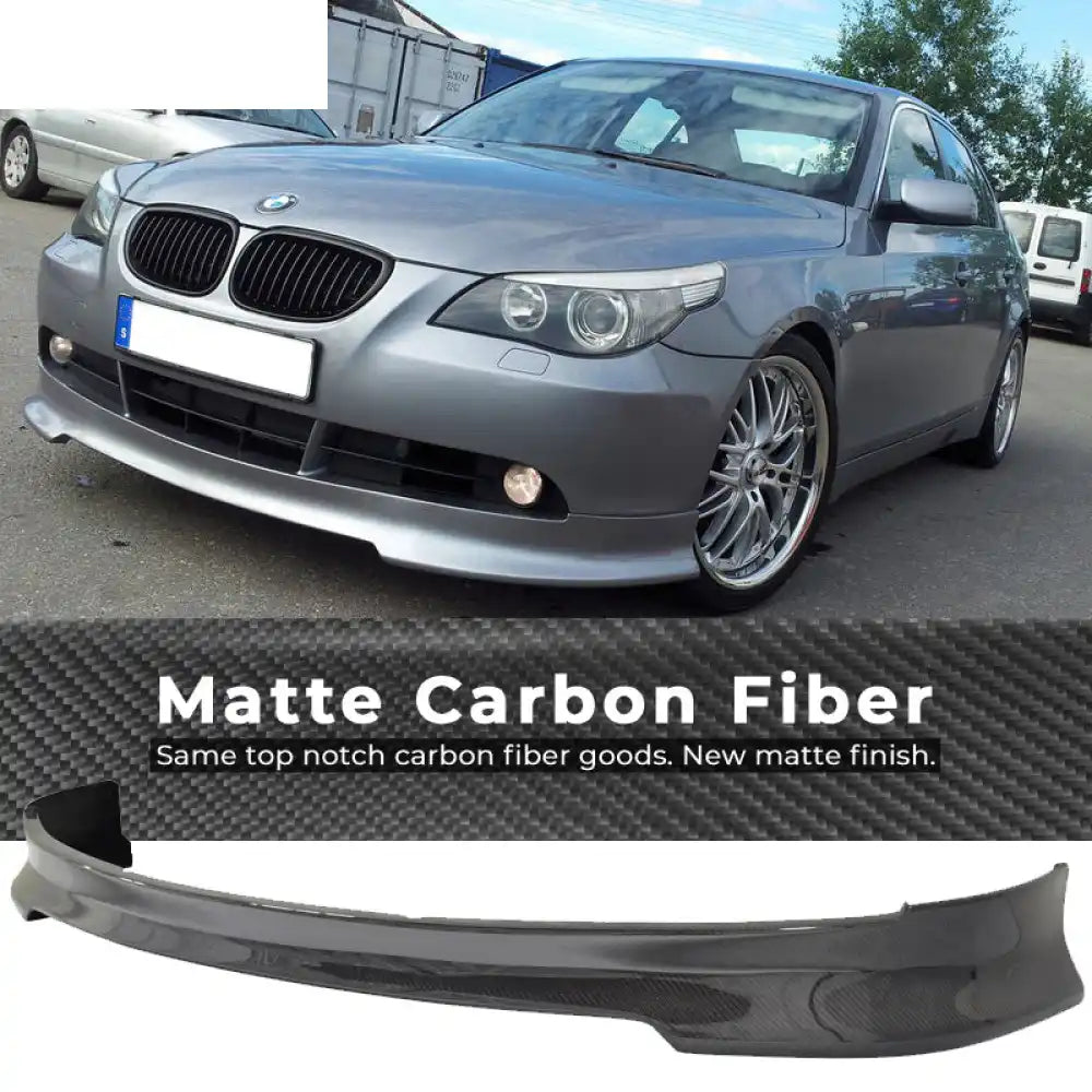 2004-2008 BMW E60 E61 Pre LCI C Style Front Bumper Lip Carbon Fiber Matte Carbon FiberFits 2004-2007 BMW E60 E61 5
