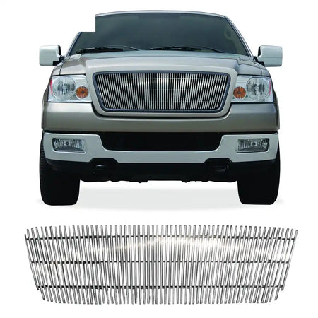 2004-2008 Ford F-150 Vertical Cutout Style Polished Silver Front Grile