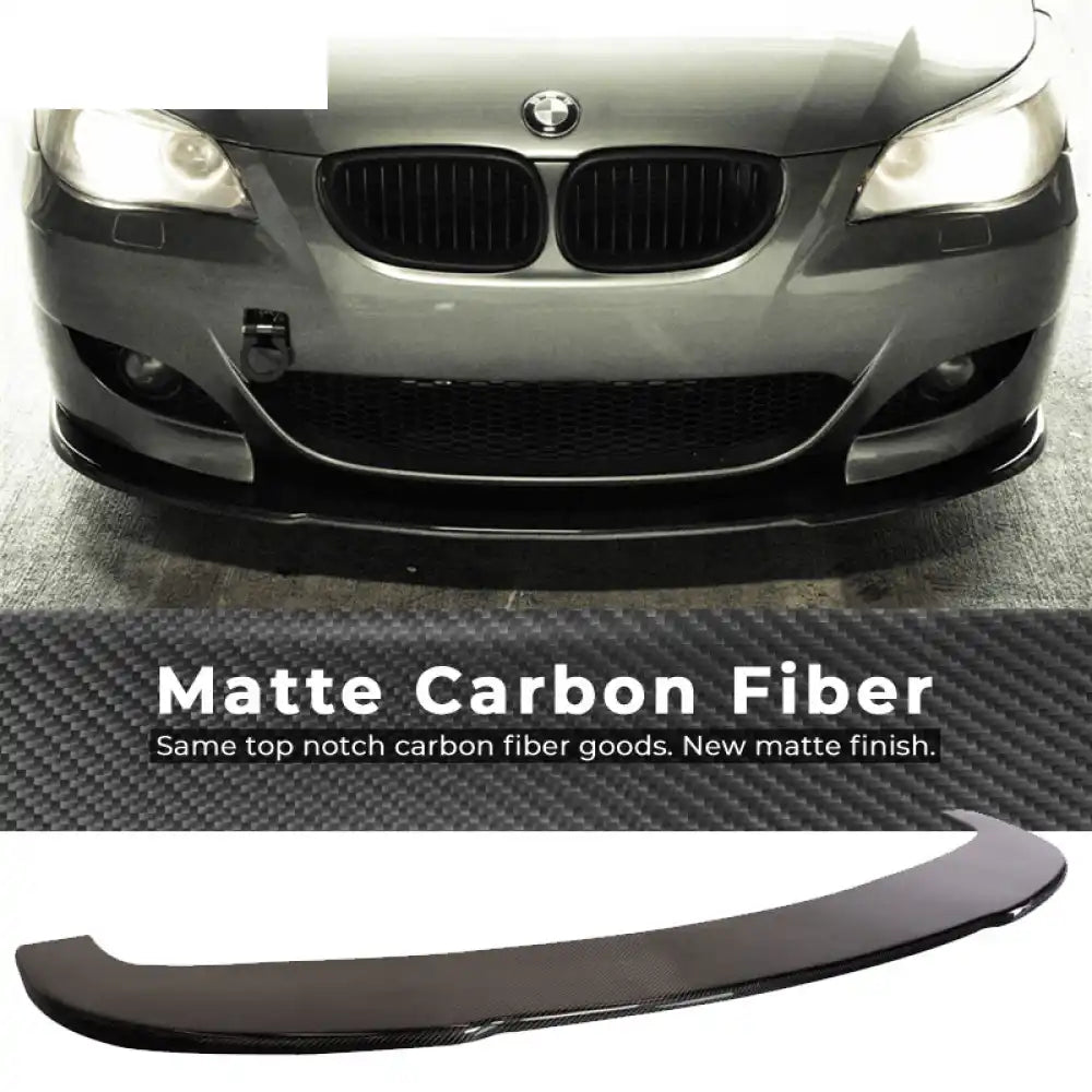 2004-2010 BMW M5 Carbon Fiber Front Bumper Lip Chin Spoiler CF Matte Carbon Fiber