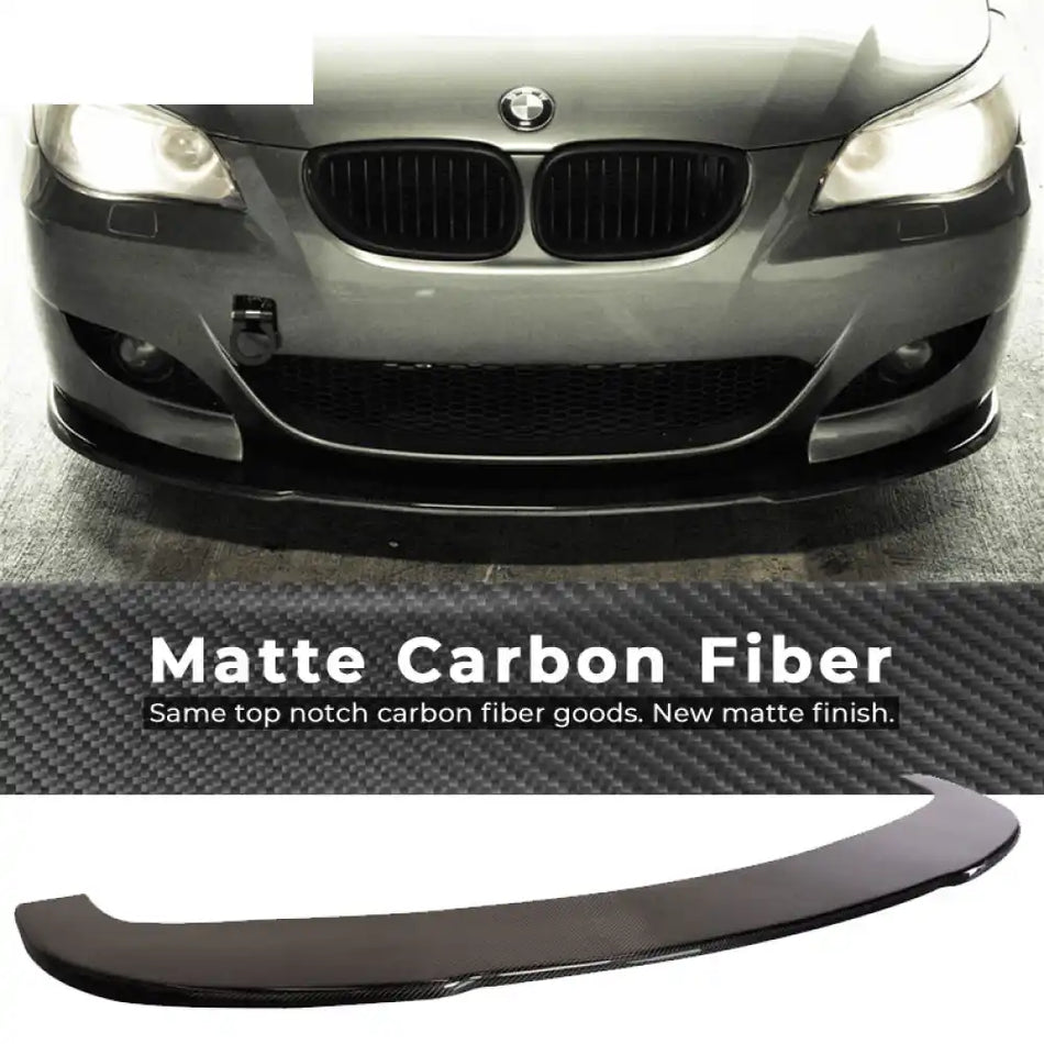 2004-2010 BMW M5 Carbon Fiber Front Bumper Lip Chin Spoiler CF Matte Carbon Fiber