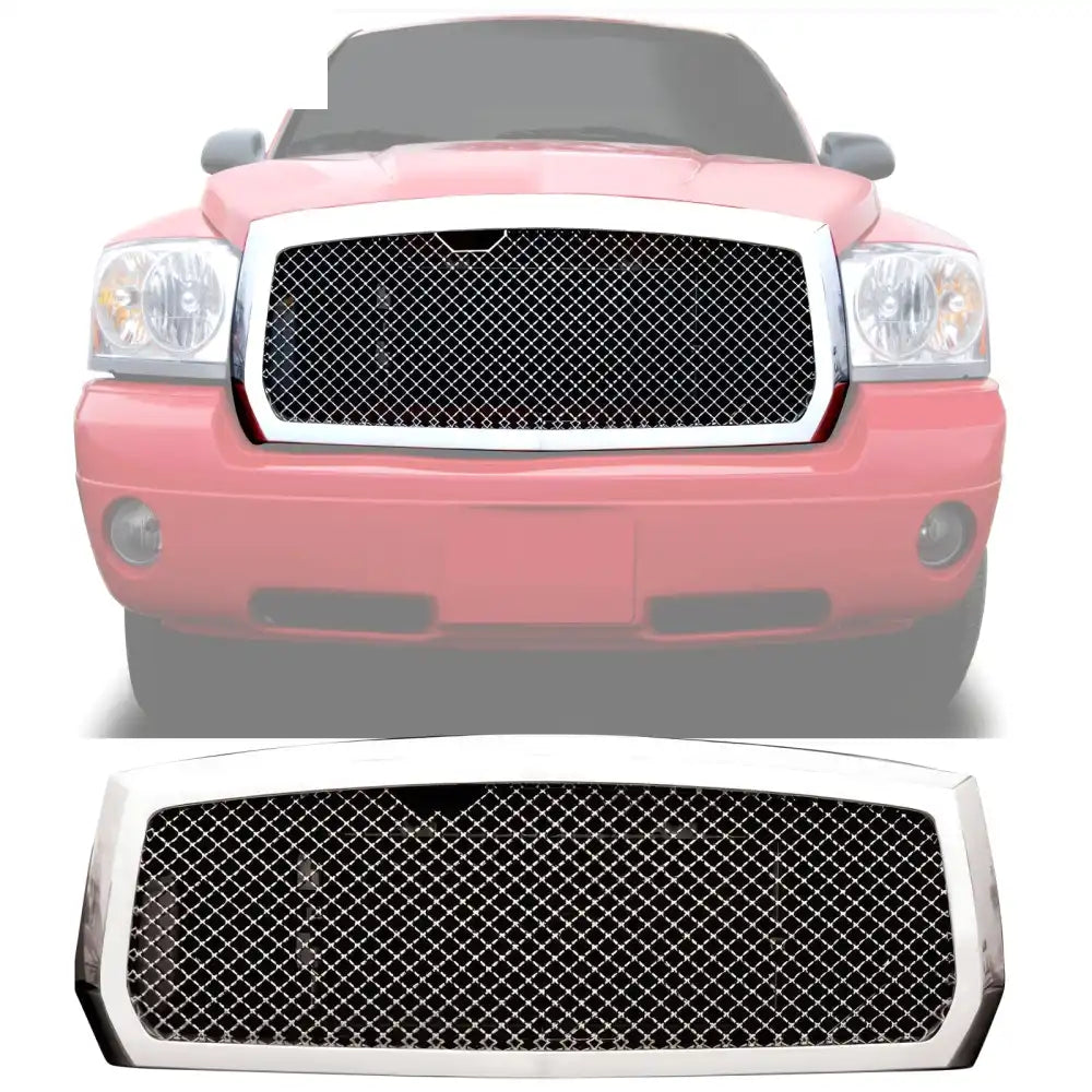 2005-2007 Dodge Dakota Chrome Front Hood Grille ABS Bently Mesh Style