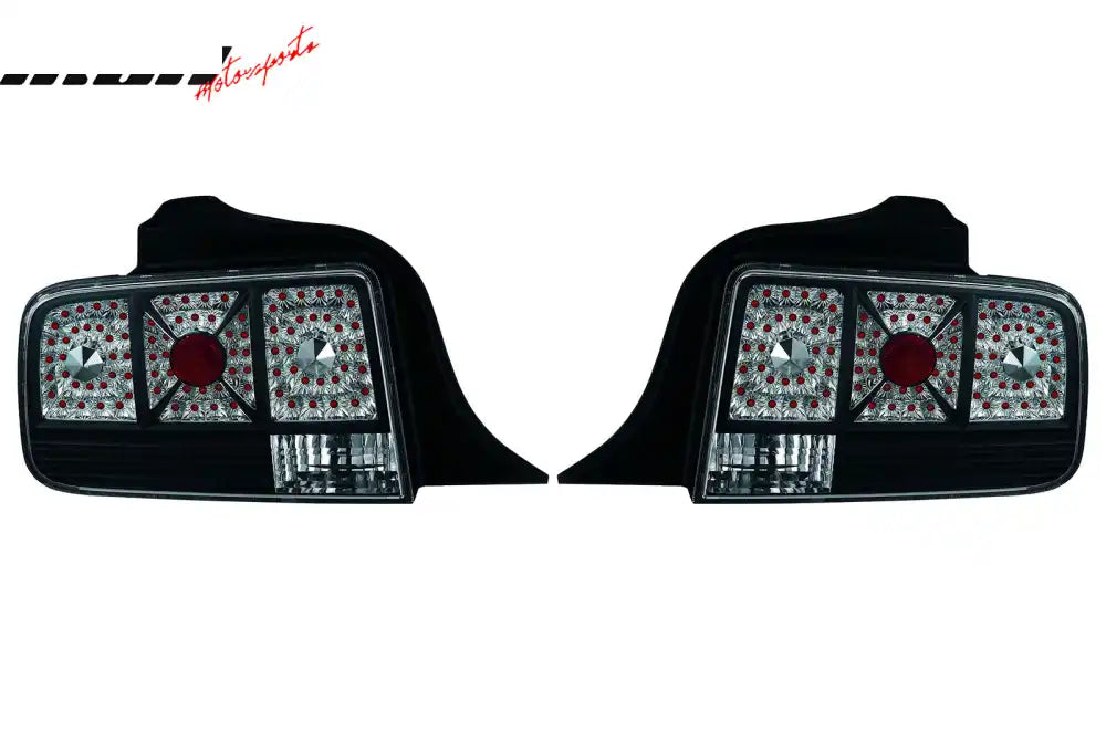 2005-2009 Ford Mustang Black Clear Lens LED Tail Lights Brake Lamp