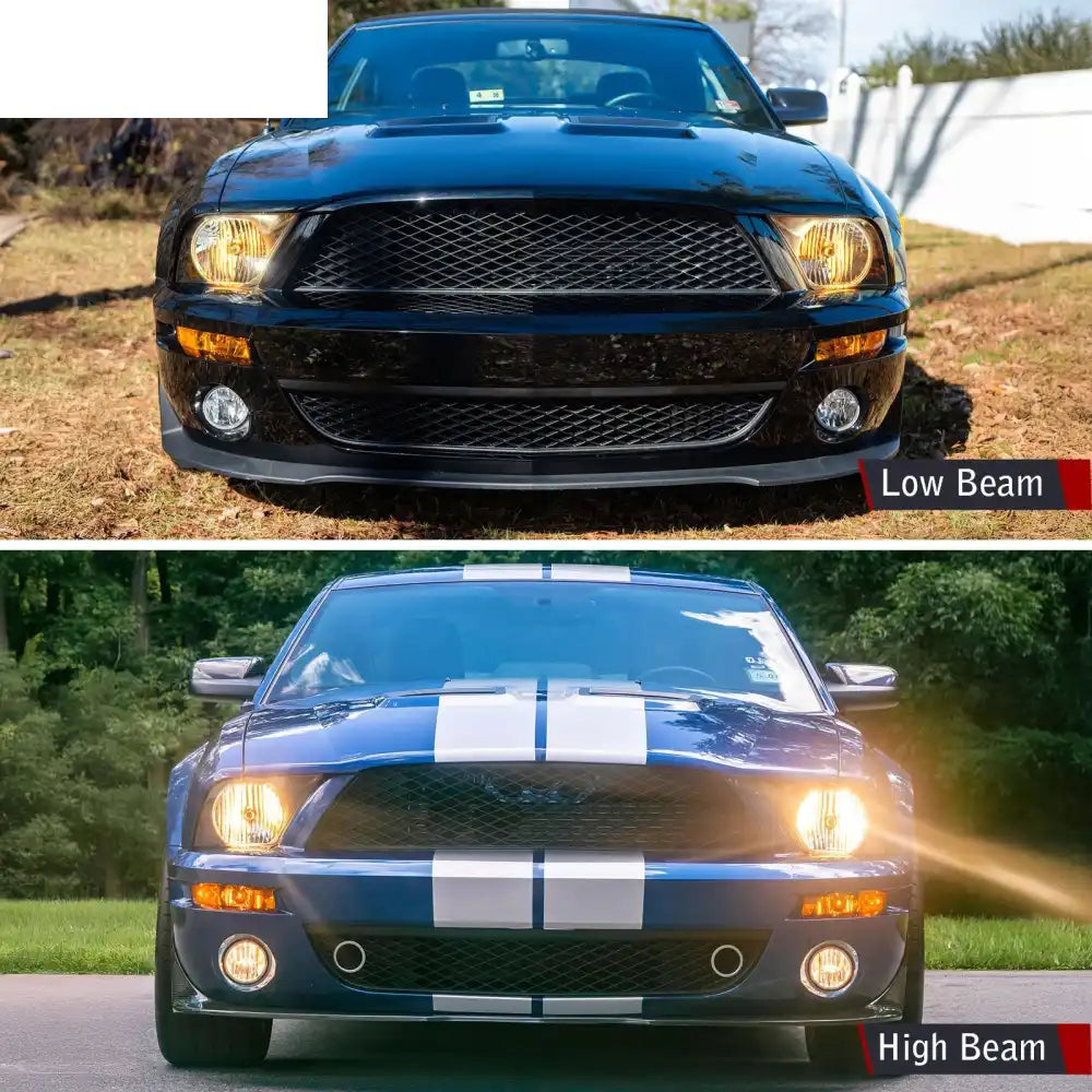 2005-2009 Ford Mustang GT500 Style Front Bumper Cover + Headlights PP