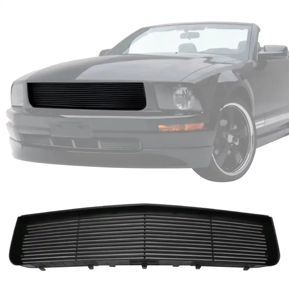 2005-2009 Ford Mustang V6 Billet Style Black Front Upper Grille ABS Black