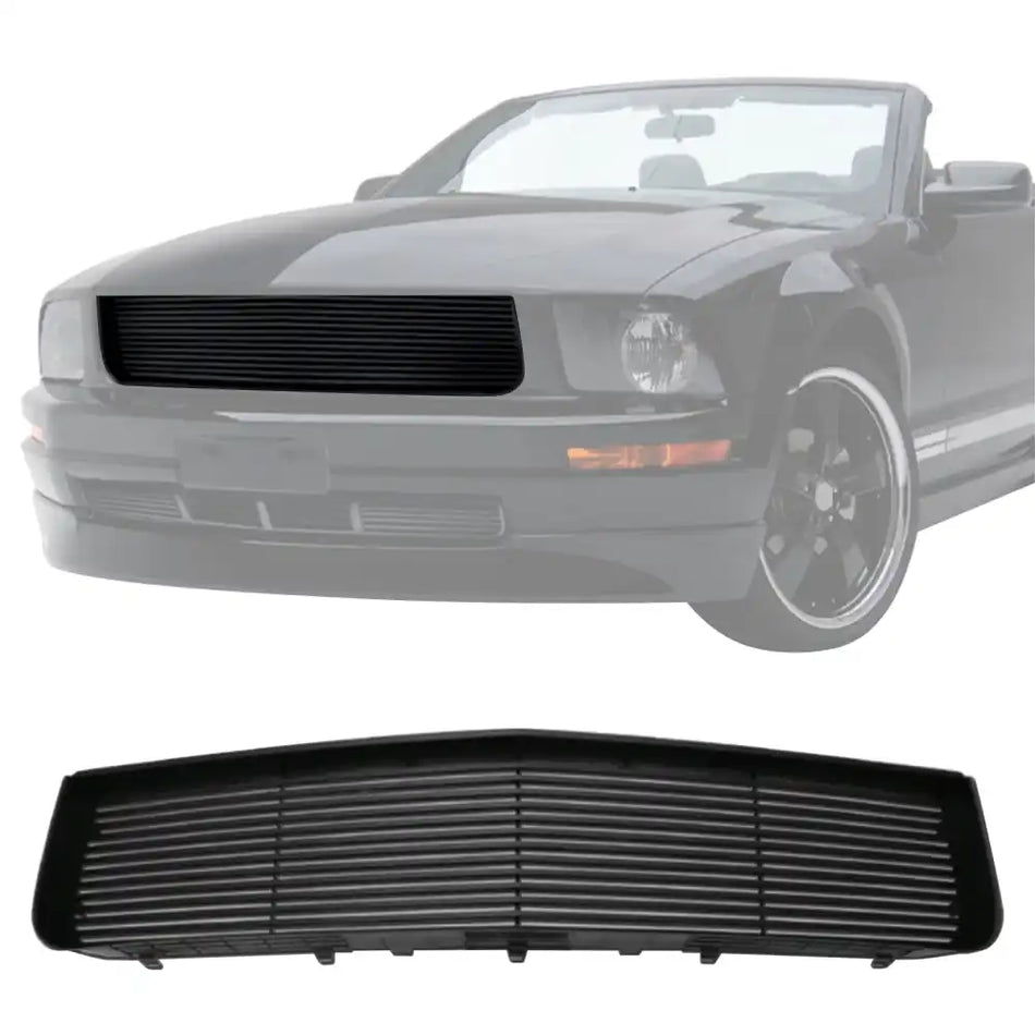 2005-2009 Ford Mustang V6 Billet Style Black Front Upper Grille ABS Black