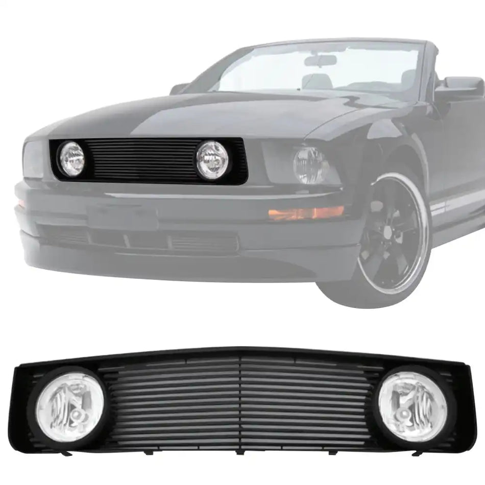 2005-2009 Ford Mustang V6 GT Billet Style Black Front Upper Grille ABS