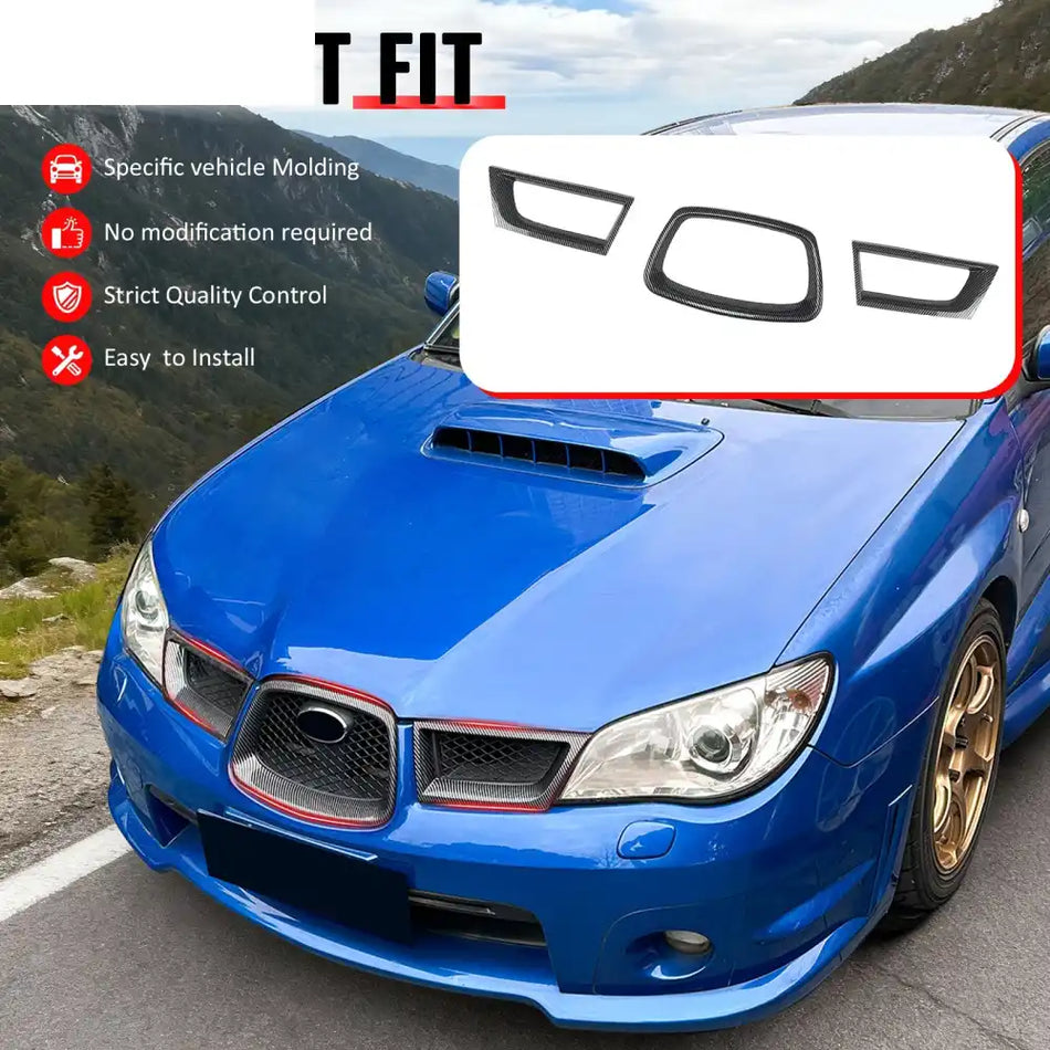 2006-2007 Subaru Impreza WRX OE Carbon Fiber Print Front Grille ABS Carbon Fiber Print