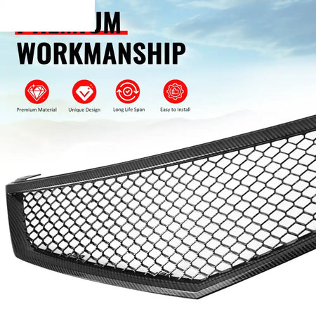 2006-2008 Acura TSX Honeycomb Style Front Bumper Upper Grille Replacement Carbon Fiber Print ABS Carbon Fiber Print