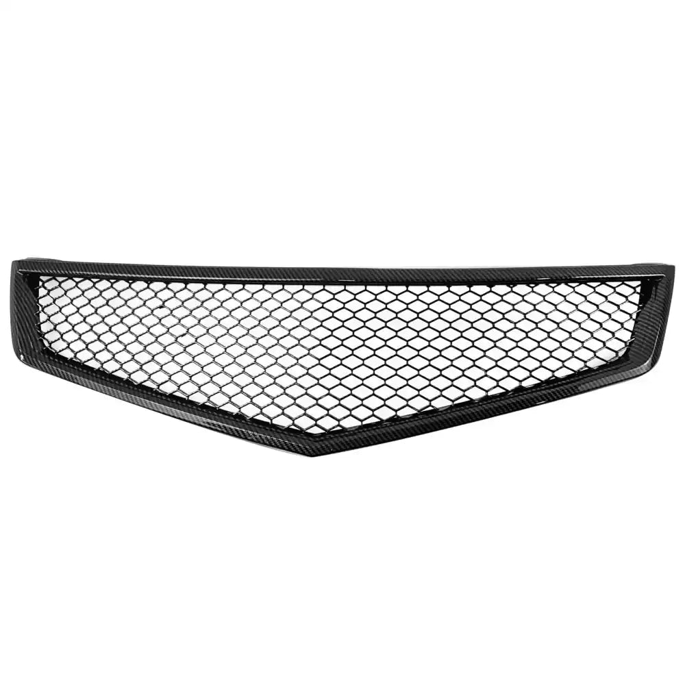 2006-2008 Acura TSX Honeycomb Style Front Bumper Upper Grille Replacement Carbon Fiber Print ABS Carbon Fiber Print