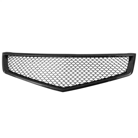 2006-2008 Acura TSX Honeycomb Style Front Bumper Upper Grille Replacement Carbon Fiber Print ABS Carbon Fiber Print