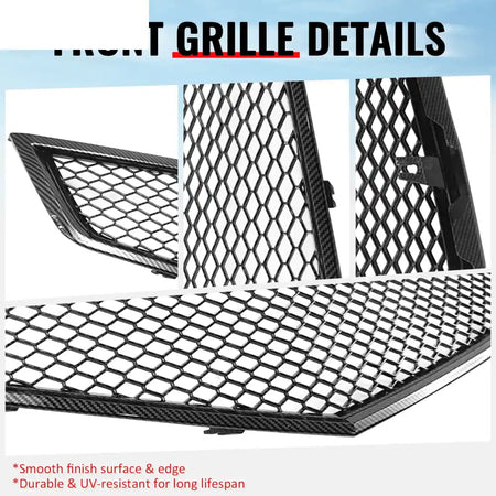 2006-2008 Acura TSX Honeycomb Style Front Bumper Upper Grille Replacement Carbon Fiber Print ABS Carbon Fiber Print