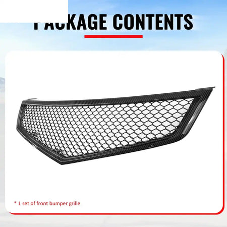 2006-2008 Acura TSX Honeycomb Style Front Bumper Upper Grille Replacement Carbon Fiber Print ABS Carbon Fiber Print