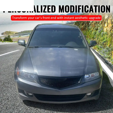 2006-2008 Acura TSX Honeycomb Style Front Bumper Upper Grille Replacement Gloss Black ABS Gloss Black
