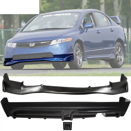 2006-2008 Honda Civic MUG Si Front Lip PU Rear Lip PP 3rd Brake Light Unpainted Black / Smoke LED Light