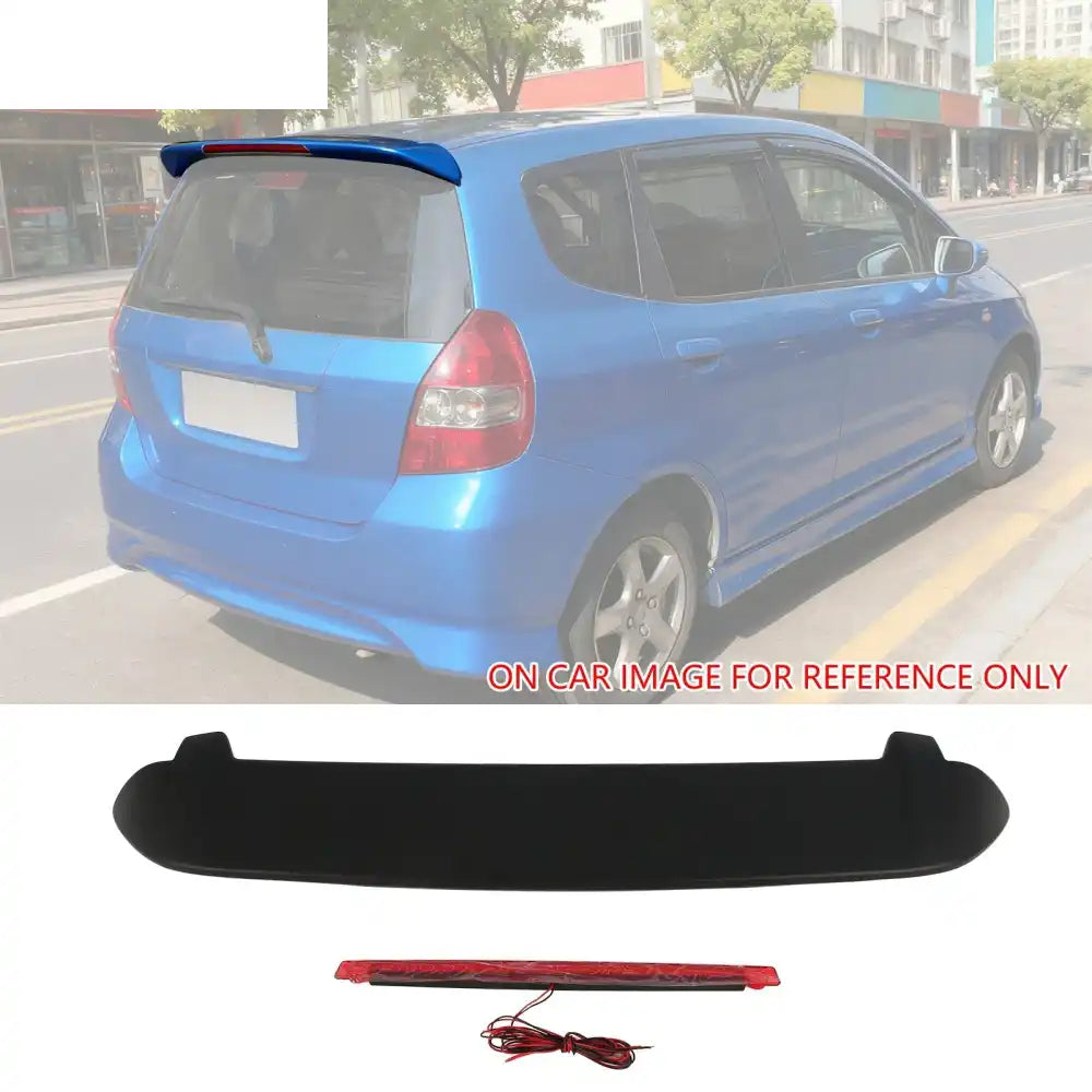 2006-2008 Honda Fit ABS Rear Roof Spoiler Lip Wing w/ LED Light Matte Black