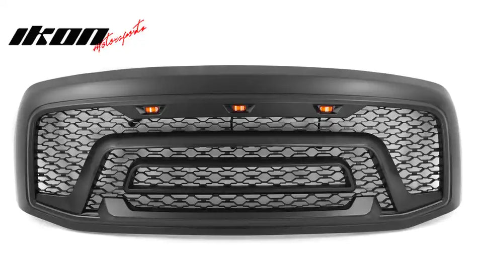 2006-2009 Dodge Ram 1500 2500 3500 Black Grille W/Signal Light Matte Black