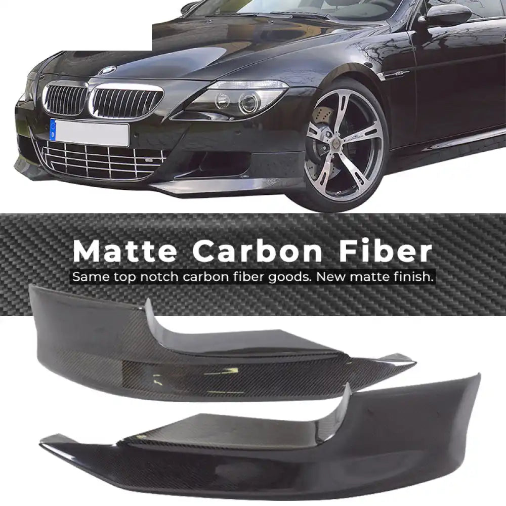 2006-2010 BMW E63 E64 M6 A Style Front Bumper Lip Carbon Fiber CF Matte Carbon Fiber