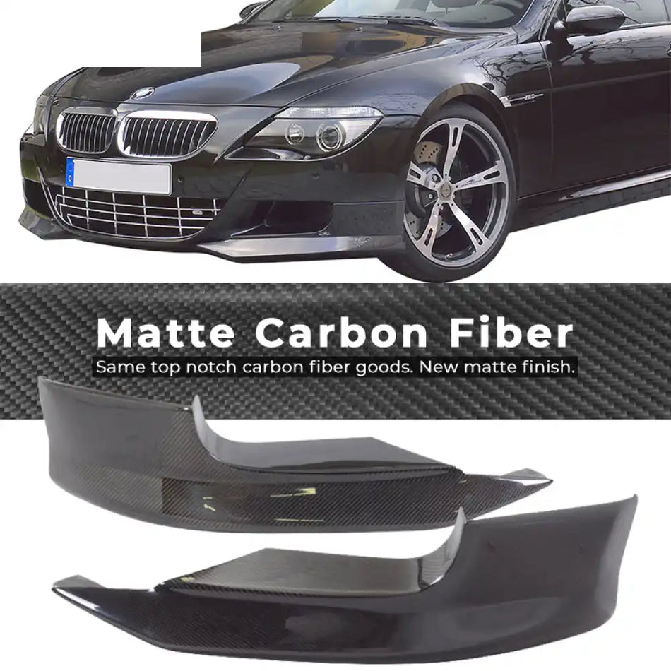 2006-2010 BMW E63 E64 M6 A Style Front Bumper Lip Carbon Fiber CF Matte Carbon Fiber