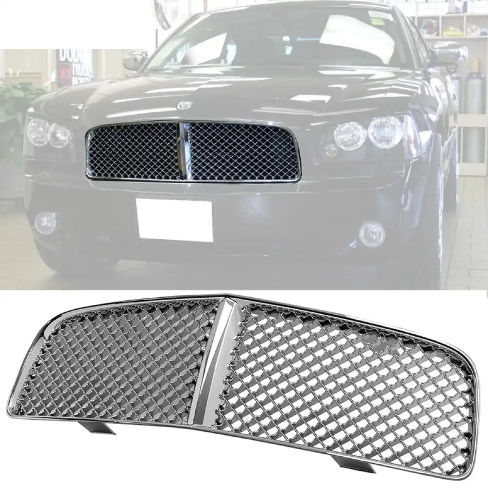 2006-2010 Dodge Charger Chrome Mesh Front Bumper Hood Grille Grill ABS
