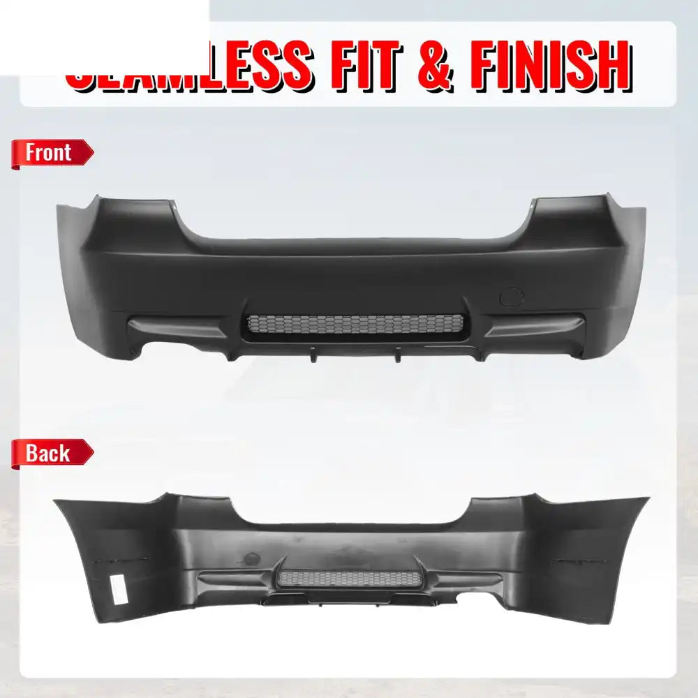 2006-2011 BMW E90 3-Series M3 Style Rear Bumper Cover Replacement PP Unpainted Black