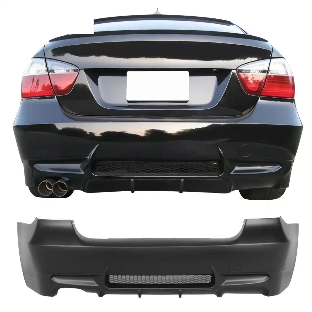 2006-2011 BMW E90 3-Series M3 Style Rear Bumper Cover Replacement PP Unpainted Black
