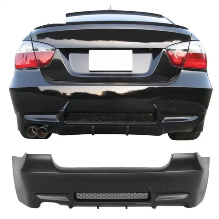 2006-2011 BMW E90 3-Series M3 Style Rear Bumper Cover Replacement PP Unpainted Black