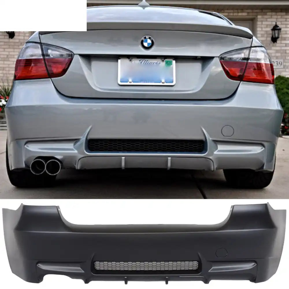 2006-2011 BMW E90 3-Series M3 Style Rear Bumper Cover Replacement PP Unpainted Black