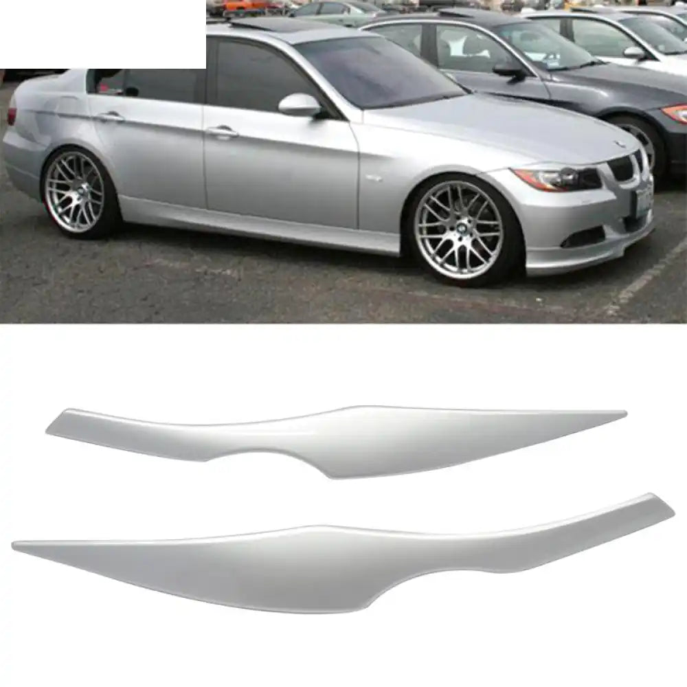 2006-2011 BMW E90 3-Series Sedan Painted #354 Silver Headlight Eyelid Painted #354 Titanium Silver Metallic