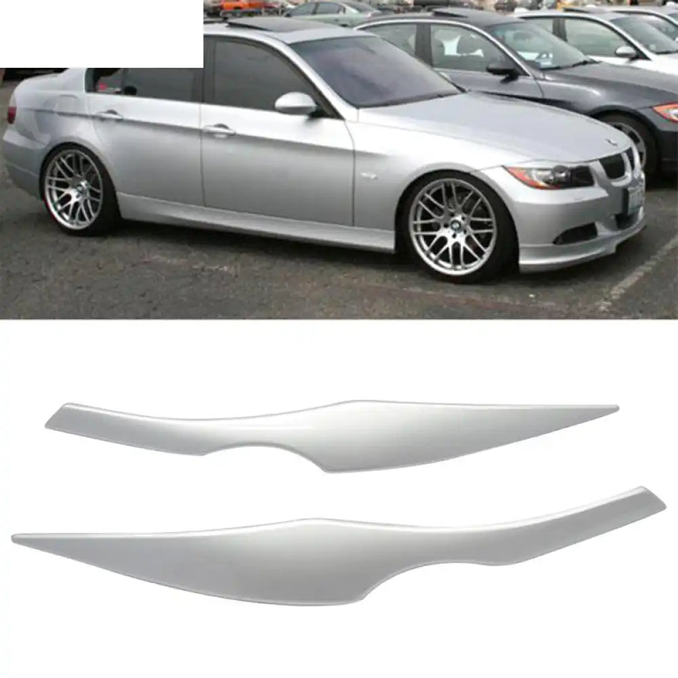 2006-2011 BMW E90 3-Series Sedan Painted #354 Silver Headlight Eyelid Painted #354 Titanium Silver Metallic