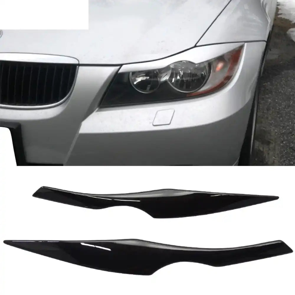 2006-2011 BMW E90 3-Series Sedan Painted #475 Black Headlight Eyelid Painted #475 Black Sapphire Metallic