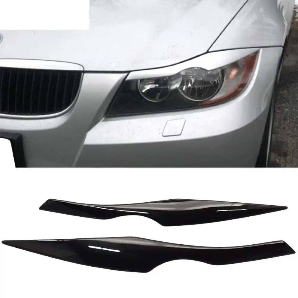 2006-2011 BMW E90 3-Series Sedan Painted #668 Black Headlight Eyelid Painted #668 Jet Black