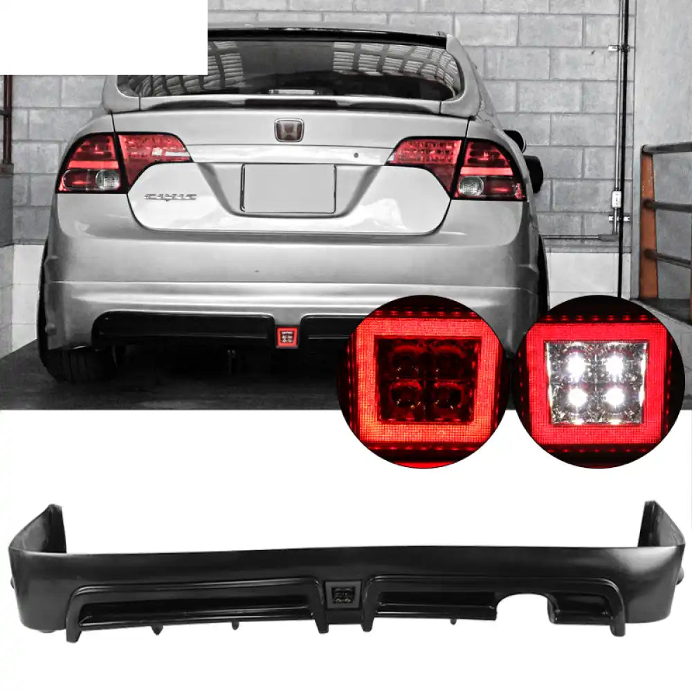 2006-2011 Honda Civic MUG RR Front Bumper Rear Lip With 3rd Light