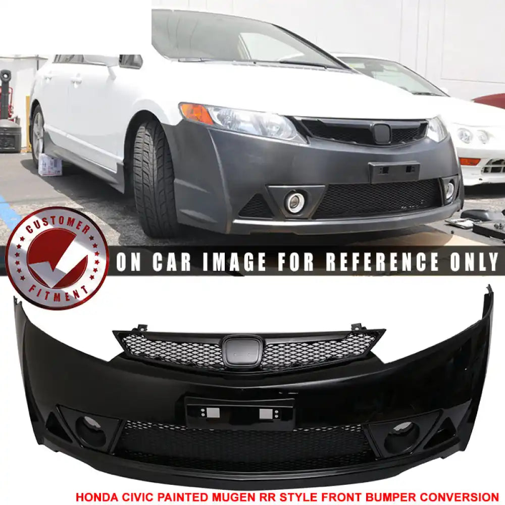 2006-2011 Honda Civic Mug Style Paint Crystal Black Pearl Front Bumper