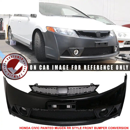 2006-2011 Honda Civic Mug Style Paint Crystal Black Pearl Front Bumper
