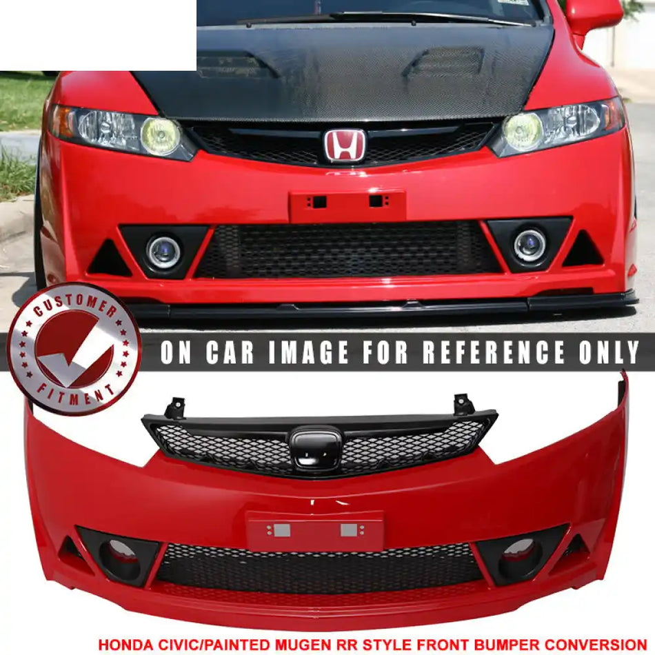 2006-2011 Honda Civic Mugen RR Style Paint Milano Red PP Front Bumper