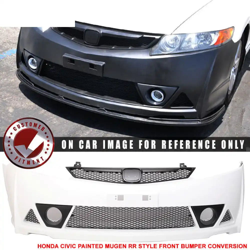 2006-2011 Honda Civic Mugen Style Painted Taffeta White Front Bumper