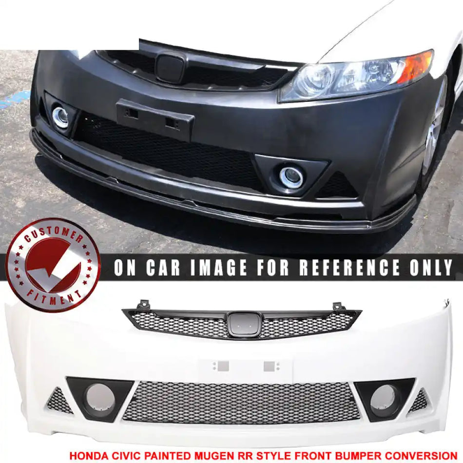 2006-2011 Honda Civic Mugen Style Painted Taffeta White Front Bumper