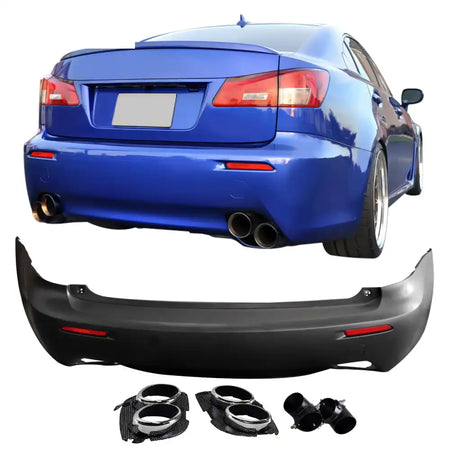 2006-2013 Lexus IS250 IS F Style Rear Bumper Cover W/O PDC W/Muffler Unpainted Black