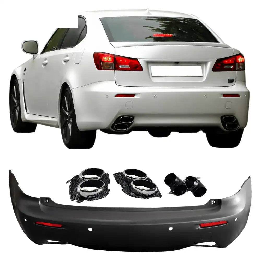 2006-2013 Lexus IS250 IS350 IS F Style Rear Bumper Cover W/Muffler Tip Unpainted Black