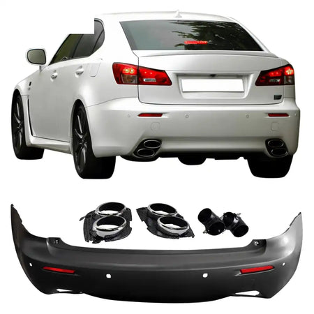 2006-2013 Lexus IS250 IS350 IS F Style Rear Bumper Cover W/Muffler Tip Unpainted Black