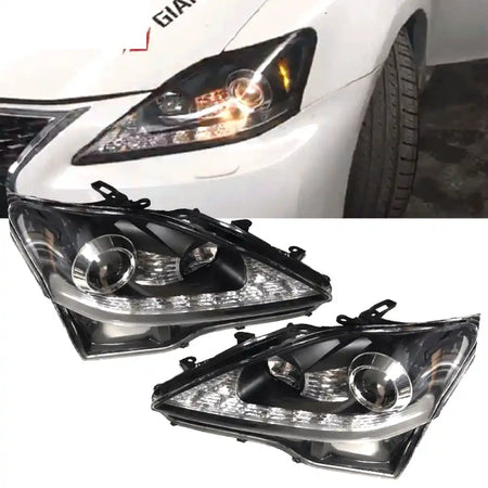 2006-2014 Lexus IS250 IS350 IS-F Facelift Style Headlights - Black