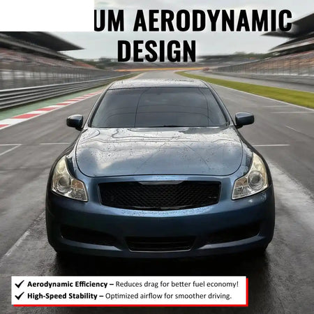 2007-2008 Infiniti G35 & 2009 G37 Sedan Honeycomb Style Front Bumper Upper Grille Replacement Carbon Fiber Print ABS