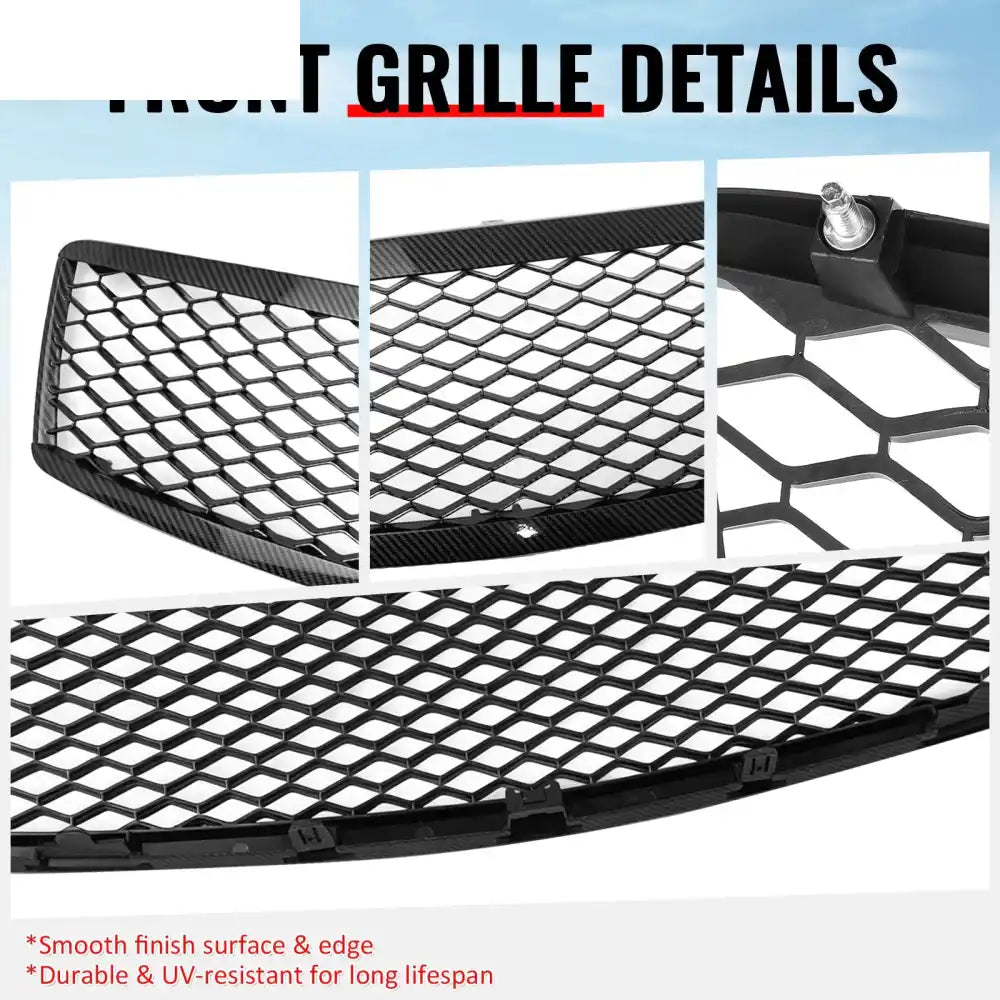2007-2008 Infiniti G35 & 2009 G37 Sedan Honeycomb Style Front Bumper Upper Grille Replacement Carbon Fiber Print ABS